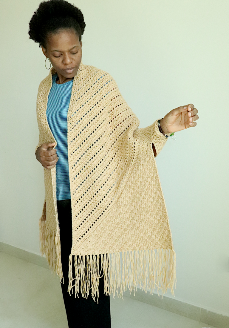 Reversible C2C Prayer Wrap-Cardigan- Free Crochet Pattern