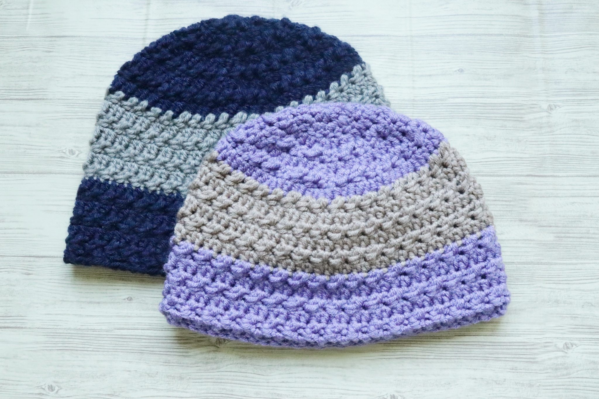 Two Tone Crochet Beanie for Men and Boys Free Crochet Pattern