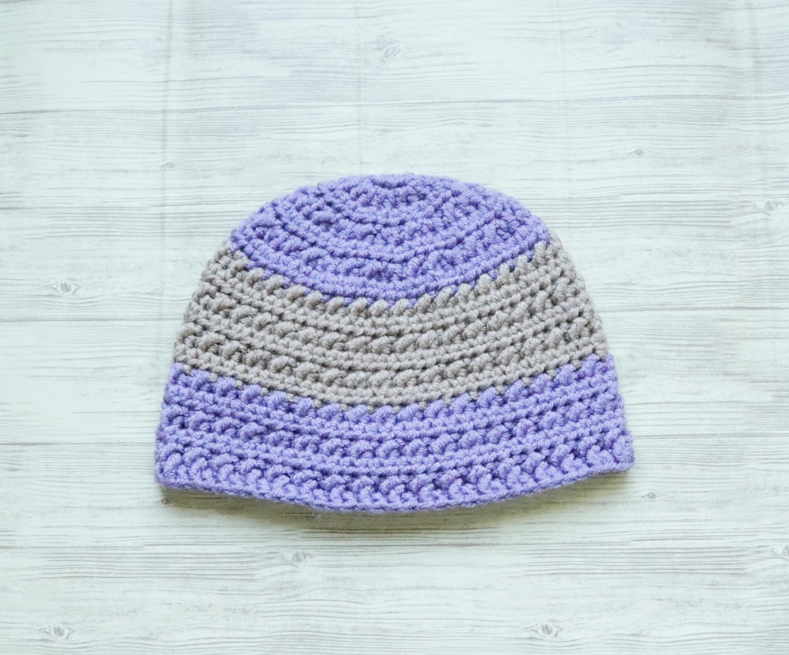 Two Tone Crochet Beanie for Men and Boys Free Crochet Pattern